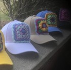 Crochet Granny Square Spring Floral Adjustable Hat New One Of A Kind