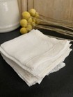 Set 6 Antique French Woman Linon Embroidered Handkerchief Lace C1930