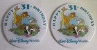 2 Vintage Disney 2002 Happy 31st Birthday 3    Metal Pinback Buttons  16044  Bambi