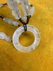 Excellent Rare Chinese Natural White Quartz Beads Hnecklace W circle Pendant