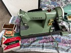 Vintage Singer Sewing Machine Mint Green With Case 1950   s Tested Working Euc