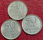 3 Very Nice 1964 1966 1968 Sweden 50 Ore  Coin-oct459