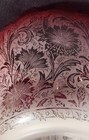 Gas  Oil Lamp Shade  Cranberry Red Rim  Acid Etch Floral Design  C1880  4 fitter