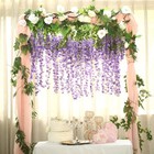 Purple 44  Tall Silk Wisteria Flowers Hanging Vine Bush Wedding Centerpieces