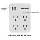 Multi-functional Wall Mount Outlet surge Protector 4-outlet With Usb 2 4a Cha   