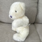 Fao Schwarz White Plush Teddy Bear Stuffed Animal W  Purple Nose  Black Eyes