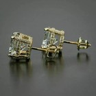 Lab Created Diamond 1 90ct Round Cut Women Stud Earrings 14k Yellow Gold Plated