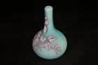 19th Century Webb English Cameo Carved Art Glass 3 Color Blue Miniature Vase