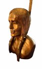 Mcm Hand-carved Native American Brave Bust     Intricate Braids   Feather Detail