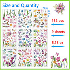 132pcs Spring Window Clings For Glass Windows  9sheets Flower Window Clings For 