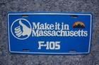 Vintage Make It In Massachusetts License Plate F-105 Boston Booster