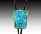 Kingman Turquoise Bolo Tie Nickel Silver  Wedding Bolo Tie  Maverick Collection