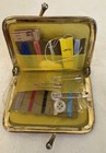 Vintage Travel Sewing Kit Gold Tone Case Compact Purse Repair Mini Set