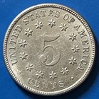 1882 5c Shield Nickel - Luster - Au Die Cracks