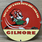 Vintage Gilmore Gasoline Porcelain Sign Gas Station Pump Plate Motor Oil Can