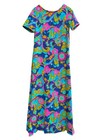 Vintage 60 s Hawaiian Dress Psychedelic Muumuu Tropical Watercolor Dayglow Tiki