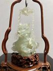 Stunning Chinese Hand Carved Jade Birds On A Carved Wood Base