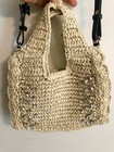  168 Btb Los Angeles Bardo Crystal Mini Straw Tote Bag Nwt