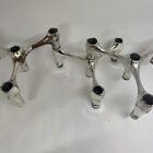 3 Vintage Stoff Nagel Mcm Chrome Atomic Candle Stick Holder Rare
