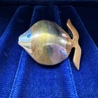 Vintage Taxco Mexico Fish Brooch 925 Sterling Metales Casados Mixed Metals 18g