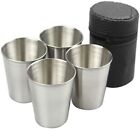 1 Oz Stainless Steel Shot Glass With Leather Case   2 Sets Shots Vodka Rum Drink