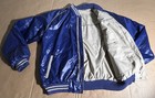 Vintage 80s Rare Mens Beige blue Reversible Varsity Bomber Jacket Snap L