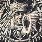 Vintage 2003 Native American Big Face All-over Print Tee   Liquid Blue