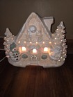 Vintage 9  Modern Light Craft Ceramic Mold House Santa Christmas  Peach Glitter