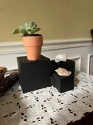 Black 3 Inch Solid Wood Block Cube 3x3x3 Inches-riser  Display  Plant Stand