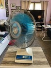 Vtg Lasko Osc  Fan Clear Blue Blades Table Top 3 Speed Type 12-1 Works Great 