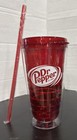 Dr Pepper Chicken Sandwich Red Plastic Fast Food 16oz Tumbler With Lid   Straw