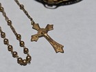 Antique Vintage Ww2 Military Pull Chain Rosary Religious Crucifix Catholic Brass