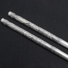 Solid S999 Fine Silver 999 Peony Figure Chopsticks Dinnerware 210 7mm  44-45g