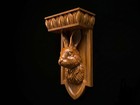 Antique Style Wood Corbel Carved Bunny Rabbit Head Architectural Shelf Bracket