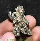 1 4  Old Tibet Buddhism Bronze Silver Mahakala Wrathful Deity Buddha Statue