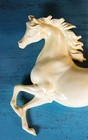 Vintage Mcm Ceramic Running Stallion Horse Wall Decor Plaque Pale Yellow 18 x12 