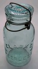 Antique Quart Clark s Peerless Mason Fruit Canning Jar Ground Lip Matching Lid