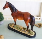 Brown Running Horse Figurine  Polystone Stallion Statue  Mustang Sculpture