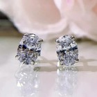 2ct Oval Cut Lab-created Diamond Solitaire Stud Earrings 14k White Gold Plated