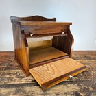 Antique Solid Oak Roll-top Bread Box With Sliding Cutting Board     1920s   40s