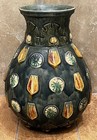 Vintage Tang Dynasty Style Chinese Sancai Glazed Medallion Ceramic Pottery Vase