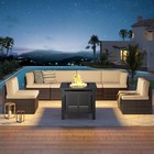 8 Piece Outdoor Patio Furniture Set With Fire Pit Table  Tea Table And Cushions