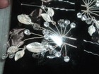 Pair Crystal And  Rhinestone Hair Pins Silver Tone