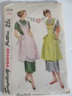 Simplicity Old Apron Pattern Long Sz Large 2 Styles Pockets Tie In Back  2556 Q5