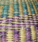African Bolga Market Basket Large Woven Leather Handle  Handmade   Colorful