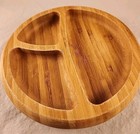 Avanchy Bamboo Wooden Oval Divided Plate 3 Section 6 Inch