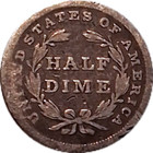 1837  Seated Liberty Silver Half Dime Five Cent Coin Reverse Dings  Nice Details