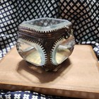 Antique Victorian Era Metal   Beveled Glass Jewelry Casket Case Brass Ormolu