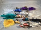 Vintage Set Of 7 Hand Blown Mercury Glass Clip On Pair Of Birds