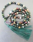 Natural 8mm Stone Buddhist Agate 108 Prayer Beads Mala Bracelet Necklace